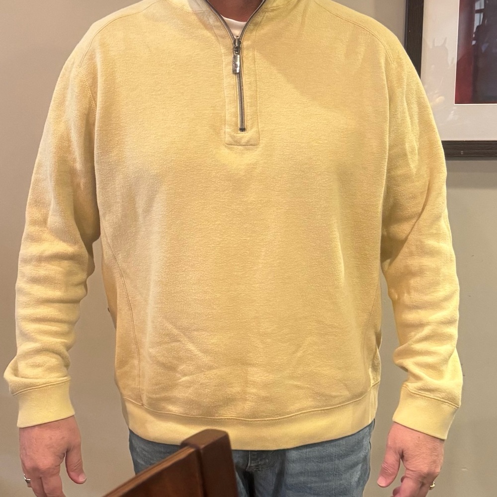 Tommy Bahama Men's Yellow Zip-Up Sweater